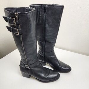 Matisse Womens Tall RHUMBA US 7 M Black Leather Zip Buckle Heels Riding Boot
